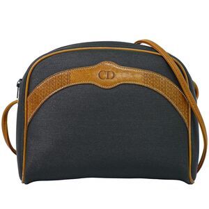Christian Dior Cd Shoulder Bag Canvas And Leather Navy Canvas Shoulder Bag Bag